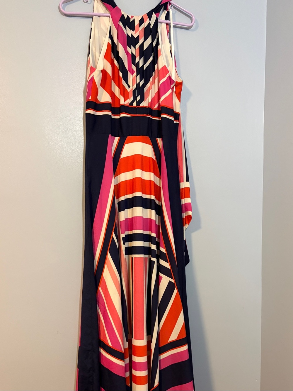 Eliza J Striped Sleeveless Maxi Dress in Navy, Pink & Red